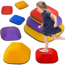 Aiyaplay - Flusssteine, 6-tlg. Balanciersteine in Quadratischform, Stapelbar & Rutschfest Stapelsteine bis 80 kg Belastbar, Trittsteine für 3-8