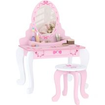 Kids Dressing Table Set, Two-Piece Children Vanity Table with Stool - Aiyaplay
