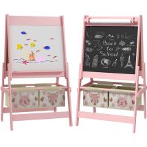 Aiyaplay - Kids Easel with Paper Roll, 3 in 1 Art Easel Blackboard, Whiteboard Pink - Pink