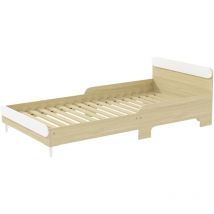 Aiyaplay - Lettino per Bambini 3-10 Anni Basso in Legno e mdf Bianco e color Legno