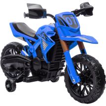Aiyaplay - moto eléctrica para niños de +3 años moto de batería para niños 12V con ruedas de entrenamiento y bocina moto para niños carga 30 kg azul