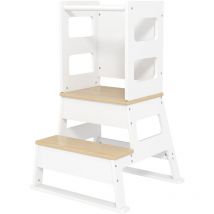Aiyaplay - Scala Montessori per Bambini con Lavagna e Ringhiera in Legno Bianco