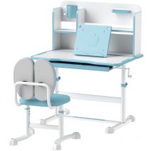 Set Banco e Sedia per Bambini Regolabili Cassetto e Scaffale Blu - Aiyaplay