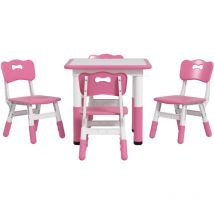 Set Tavolo e Sedie per Bambini 5 pz in Legno e pp Rosa - Aiyaplay