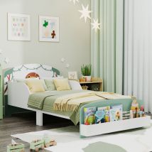 AIYAPLAY Toddler Bed, Lion-Themed Kids Bed Frame with Storage, Green
