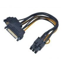 Strom Adapter [2x SATA-Strom-Stecker 15pol. - 1x PCIe-Stecker 6pol.] 0.15 m Schwarz, Gelb - Akasa
