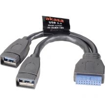 USB-Kabel usb 3.2 Gen1 (usb 3.0 / usb 3.1 Gen1) Pfostenstecker 19pol., usb-a Buchse 0.15 m Sch - Akasa