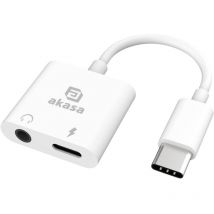 Akasa USB-C , Audio Adapter mit Ladebuchse [1x USB-C - 1x Kopfhörer (3.5 mm Klinke), USB-C Buchse