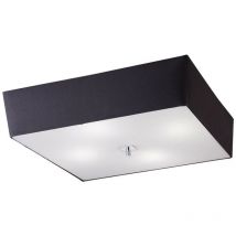 Inspired Mantra Akira Square Flush Ceiling 4 Light E27, Polished Chrome / Frosted Glass With Black Shade