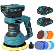 Akku-Autopolierer 8 Gänge Einstellbares Elektrische Exzenter-Poliermaschine mit 2 Batterie