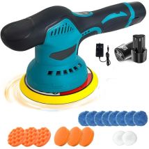 Akku-Autopoliermaschine mit 2-12V Batterien und Ladegerät, 6-Zoll tragbarer Polierwachsatz, 6-fach, zum Haarentfernung/Polieren/Reparieren von