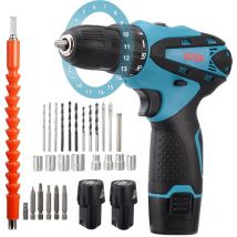Akku-Bohrmaschinen 12V mit 1500 mAh Batterie, bürstenlosem Motor, 18+2 Drehmoment-Einstellungen, LED-Beleuchtung, 30 Schraubendreher-Bits und