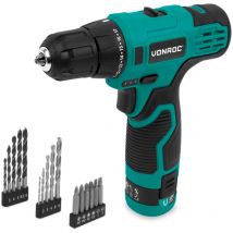 Vonroc - Akku-Bohrschrauber 12V – inkl. Akku, USB-C-Kabel & 16-teiligem Bohrer- und Bit-Set