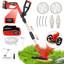 Akku-elektro-rasentrimmer, Kabelloser Grassschneider Mit 21 V 4,0 Ah Batterie, Verstellbarer Teleskopgriff, Kabelloser Rasenmäher Für Die Garten- Und 