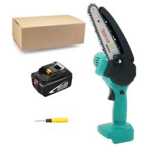 Mawiron - Akku-Kettensäge, 4-Zoll Akku-Kettensäge, tragbare elektrische Mini-Kettensäge für Baumzweige, Garten+5,5 Stunden-Akku (ohne Ladegerät),