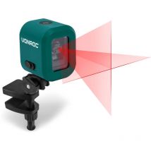 Vonroc - Akku-Kreuzlinienlaser – Rot – 4V – 1800mAh – Selbstnivellierend – 10 Meter Reichweite – Inkl. Klammer, USB-C-Kabel und Werkzeugtasche