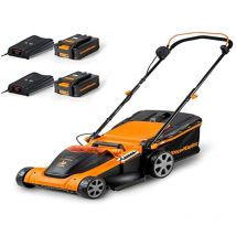 Akku-Rasenmäher 48V Max 2x24V 4.0Ah Batterie, 41cm 450m² Mulchen 42L, 22-72mm 6-Stufige Schnitthöhenverstellung LawnMaster CLMF4841E