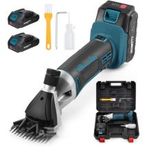 Akku Schafschermaschine, 500W Elektrische Schafschere Mit 2x2500mAh Akkus, 6 Geschwindigkeiten Professionelle Elektrische Kabellose Schafschere