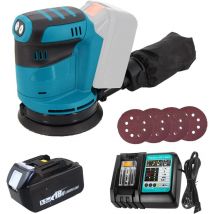 Teetok - Akku Schleifmaschine,Bürstenlos,mit 1x5500mAh Akku und DC18RC Ladegerät,18V 3 Leistungsstufe von 7500-12000/min, 4PCS