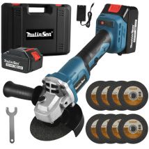 Ultrixe - Akku Winkelschleifer 21V Bürstenloser Winkelschleifer, Leerlaufdrehzahl 11000 U/min, Ø100 mm, Bürstenloser Motor Akku Flex mit 2PCS 3.0Ah