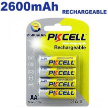 4 Wiederaufladbare Batterien AA2600mAh 1.2V PKCell (Einheit)