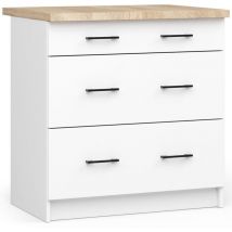 Akord - Mobile cucina modulare con piano di lavoro oliwia Bianco 80 cm 3 cassetti 80x46x85 cm