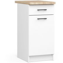 Akord - Mobile cucina modulare con piano di lavoro oliwia Bianco 40 cm 1 anta 1 cassetto 40x46x85 cm