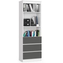 Akord - Armadio da ufficio R60 Bianca 60 cm 3 cassetti inserto frontale Grigio Grafite 60x35x180 cm