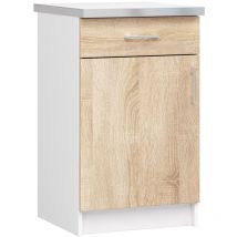 Akord - Mobile cucina modulare con piano di lavoro lima Bianco 50 cm 1 anta 1 cassetto inserto frontale Sonoma Quercia 50x44,5x82 cm