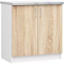 Akord - Mobile cucina modulare con piano di lavoro lima Bianco 80 cm 2 ante inserto frontale Sonoma Quercia 80x44,5x82 cm