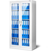 Aktenschrank C012 Glasvitrine BĂĽroschrank Universalschrank FlĂĽgeltĂĽrschrank Stahlblech Pulverbeschichtung abschlieĂźbar 185 cm x 90 cm x 40 cm