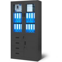 Jan Nowak - Aktenschrank C042 Büroschrank Metallschrank Flügeltüren Schubladen Pulverbeschichtung Stahlblech 185 cm x 90 cm x 40 cm (h x b x t)