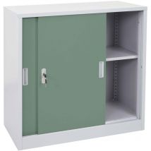 Aktenschrank Preston Hhg-588, Stahlschrank Büroschrank, Mit Abschließbaren Schiebetüren 90x90x45cm Grün