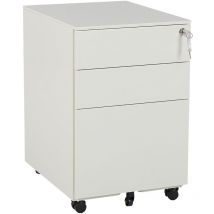 Beliani - Aktenschrank Cremeweiß Metall auf Rollen mit 3 Schubladen abschließbar Multifunktional Wohnzimmer Büro Arbeitszimmer Schlafzimmer Diele