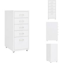 Aktenschränke - Living Aktenschrank mit Rollen Weiß 28x41x69 cm Metall