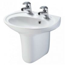 AKW Livenza Basin and Semi Pedestal 500mm Wide - 2 Tap Hole