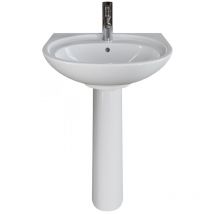 AKW - Livenza Plus Basin with Full Pedestal 550mm Wide - 1 Tap Hole