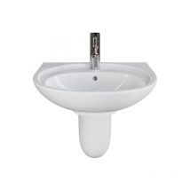 AKW - Livenza Plus Basin and Semi Pedestal 500mm Wide - 1 Tap Hole