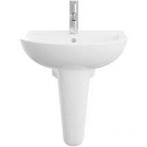 AKW - Navlin Basin and Semi Pedestal 450mm Wide - 1 Tap Hole