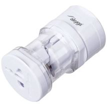 Adattatore da viaggio universale Akyga AK-AD-61 – 10A, 250V, ABS, Bianco – Compatibile con prese di corrente mondiali