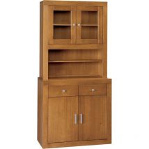 Moblit - Alacena 4 puertas y 2 cajones , pino macizo serie Kalpe, medidas: (187x91x42) cm ( altoxanchoxfondo), color cerezo