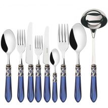 Set De Couverts 75 Pièces En Acier Inoxydable 18/10 – Poignées En Acrylique Avec Finition Argentée Antique – Lavable Au Lave-vaisselle Jusqu'à 55°c – 
