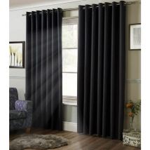 Alan Symonds Blackout Curtains Eyelet Ring Top, Polyester, Charcoal, 66 x 90