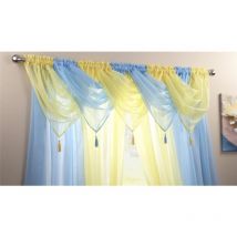 Plain Voile Curtain Swag Panel Sky Blue Tasseled - Blue - Alan Symonds