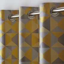 Skandi Lined Ring/Eyelet Top Curtains (Ochre, 66 x 54 (168 x 137cm)) - Ochre - Alan Symonds