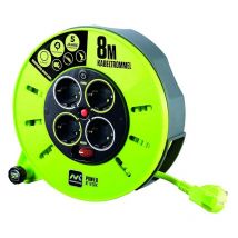 Enrollacable alargador 4 enchufes Schuko 16A de Luceco 8Mts