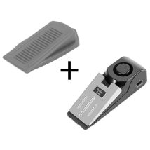 Sunxury - Alarme d'arrêt de porte antivol, sirène 120 dB, alarme de sécurité portable pour maison, appartement, voyage + 3 butées de porte en