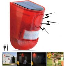 Fitags - Alarme sonore et lumière solaire avec détecteur de mouvement 110 décibels Sirène d'alarme sonore et 6 led Flash Avertissement stroboscopique