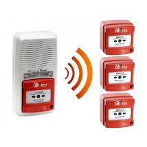 Alarme type 4 radio avec flash + 3 Déclencheur manuel d'alarme incendie radio