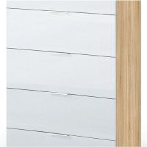 Fores Habitat S.l.u. - Commode Luk 5 tiroirs blanche et chêne commode de style moderne 110x60x40 cm